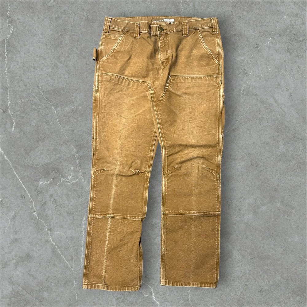 Carhartt Double Knee Work Pants Mens 36x30 Brown Slim Fit BN3340-M Utility